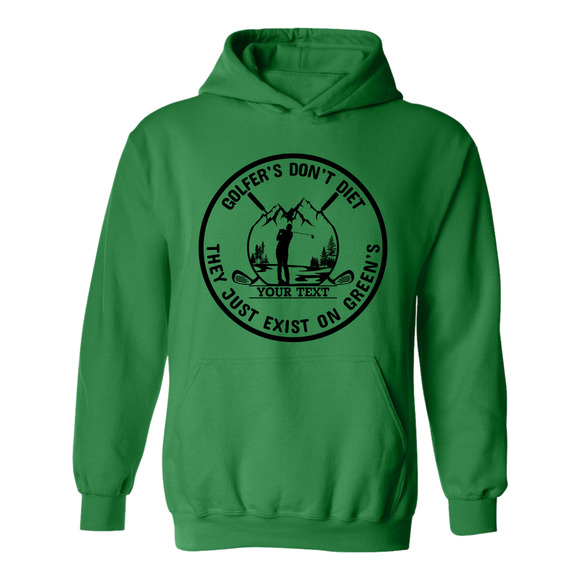 Golf Hoodie Golfers Don't Diet Custom Name  Swinging Golfer  Sweatshirt - Picture 6 of 15